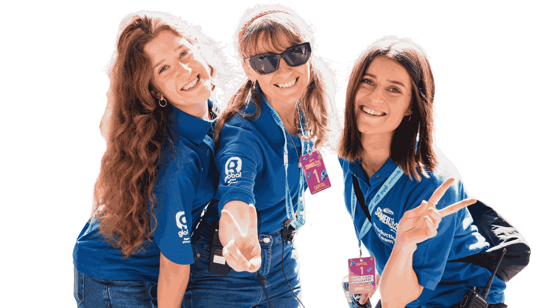 A trio of smiling Globallers striking a pose